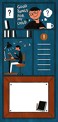 PSD 학생 남자 교복 의자 일러스트 청소년 성인 두명 책 물음표 스탠드 느낌표 책상 학부모 머그컵꽂이 국내일러스트 기호 옷 가구 조명 사람 부모 꽂이 파일형식