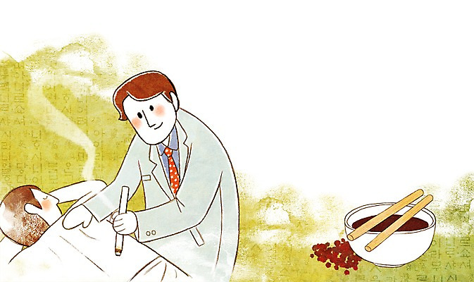 PSD 남자 일러스트 성인 두명 한의학 환자 약재 한약 한의원 한의사 약탕기 뜸 국내일러스트 의학 주방용품 병원 사람 약 의사 파일형식