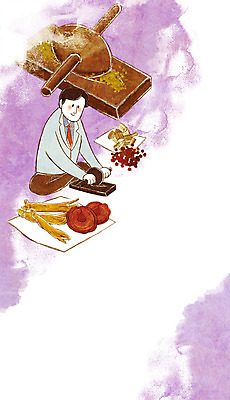 PSD 남자 일러스트 한명 성인 한의학 약재 제조 한약 한의원 한의사 침술 약연 국내일러스트 1 의학 병원 사람 약 의사 파일형식