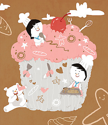 PSD 구름 직업 여자 남자 어린이 빵 일러스트 곰 요리사모자 두명 요리사 체험학습 체험 체리 나이프 도넛 조리복 컵케이크 호기심 직업체험 국내일러스트 자연요소 동물 모자_잡화 식기 감정 음식 컨셉 유니폼 과일 포유류 디저트 사람 케이크 칼 파일형식