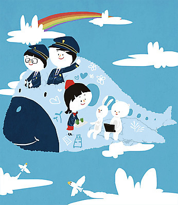 PSD 구름 직업 여자 남자 어린이 무지개 유니폼 일러스트 곰 조류 비행기 컵 세명 캐리어 토끼 체험학습 체험 승무원 호기심 서빙 직업체험 국내일러스트 자연요소 동물 식기 옷 감정 컨셉 포유류 항공교통 대중교통 사람 반려동물 여행가방 파일형식