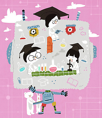 PSD 구름 직업 여자 남자 어린이 과학 일러스트 학사모 곰 현미경 실험기구 박사 세명 토끼 체험학습 체험 로봇 과학자 호기심 직업체험 과학기구 발명가 국내일러스트 자연요소 동물 모자_잡화 감정 컨셉 졸업 포유류 사람 반려동물 기구 학자 파일형식