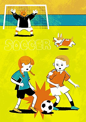 PSD 동물 여자 남자 어린이 스포츠 일러스트 축구공 곰 두명 축구 강아지 축구골대 축구경기 태클 국내일러스트 공 축구용품 포유류 사람 경기 반려동물 구기 개 골대 파일형식