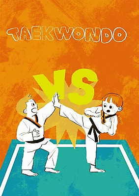 PSD 여자 남자 어린이 스포츠 일러스트 두명 킥 태권도 태권도복 태권도장 국내일러스트 모션 도복 사람 격투기 학원 파일형식