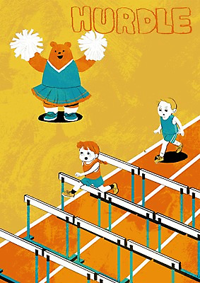 PSD 동물 여자 남자 어린이 스포츠 일러스트 곰 응원 두명 응원용품 허들 치어리더 응원복 장애물넘기 국내일러스트 옷 포유류 사람 장애물 오브젝트 넘기 파일형식