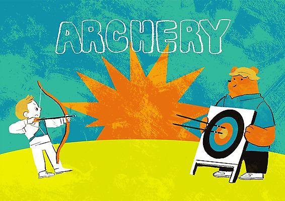 PSD 동물 남자 어린이 스포츠 일러스트 곰 화살 한명 활 양궁 양궁경기 양궁과녁 양궁용품 양궁장 국내일러스트 1 스포츠용품 포유류 스포츠시설 사람 경기 파일형식