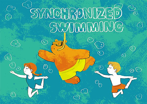 PSD 동물 여자 남자 수영복 어린이 스포츠 일러스트 곰 두명 수중발레 스노클링용품 국내일러스트 옷 스포츠용품 포유류 사람 스노클링 수중스포츠 파일형식