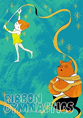 PSD 동물 여자 리본 어린이 스포츠 일러스트 곰 한명 끈 체조 리본체조 국내일러스트 1 포유류 사람 운동 파일형식