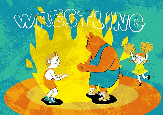 PSD 동물 여자 남자 어린이 스포츠 일러스트 곰 응원 두명 응원용품 레슬링 레슬링선수 레슬링경기 레슬링복 국내일러스트 포유류 운동선수 사람 경기 격투기 오브젝트 파일형식