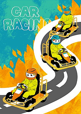 PSD 동물 여자 남자 도로 어린이 스포츠 일러스트 곰 두명 운전 자동차경주 헬멧 경주용자동차 국내일러스트 길 포유류 교통시설 모션 자동차 사람 레이싱 보호장비 파일형식