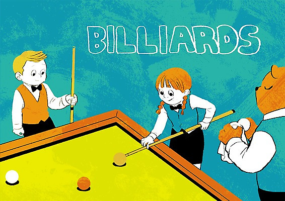 PSD 동물 여자 남자 어린이 스포츠 일러스트 곰 두명 당구 당구공 당구대 당구채 당구선수 국내일러스트 공 포유류 운동선수 사람 구기 당구용품 파일형식