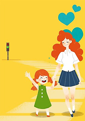 PSD 학생 여자 어린이 일러스트 두명 하트 횡단보도 신호등 자매 사랑나눔 길건너기 스쿨존 국내일러스트 모양 가족 사랑 사람 보행로 나눔 건너기 파일형식