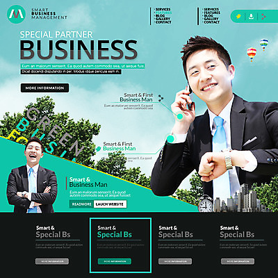 PSD 템플릿 남자 웹템플릿 비즈니스 이벤트페이지 이벤트 빌딩 20대 성인 두명 한국인 열기구 도시 비즈니스맨 이미지템플릿 항공교통 사람 동양인 청년 건물 직장인 페이지 파일형식