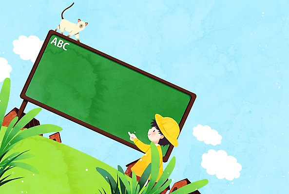 PSD 구름 남자 어린이 일러스트 한명 고양이 칠판 유치원생 풀잎 유치원생라이프 분필 유치원복 프레임일러스트 국내일러스트 자연요소 1 라이프스타일 옷 잎 포유류 프레임 사람 반려동물 풀_식물 초크 파일형식