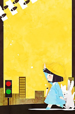 PSD 여자 어린이 일러스트 한명 빌딩 유치원생 토끼 횡단보도 신호등 발자국 유치원생라이프 유치원복 스쿨존 프레임일러스트 국내일러스트 1 라이프스타일 옷 포유류 자국 프레임 사람 건물 반려동물 보행로 파일형식