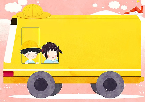 PSD 구름 여자 남자 어린이 일러스트 두명 유치원 유치원생 유치원생라이프 유치원복 셔틀버스 프레임일러스트 국내일러스트 자연요소 라이프스타일 옷 교육 버스 프레임 사람 파일형식