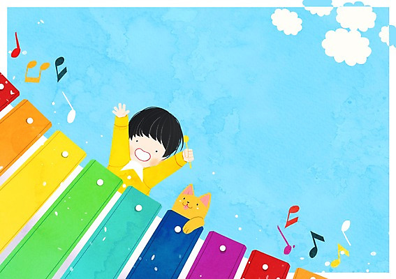 PSD 구름 남자 어린이 음표 일러스트 한명 유치원생 강아지 유치원생라이프 유치원복 실로폰 실로폰채 프레임일러스트 국내일러스트 자연요소 1 라이프스타일 기호 옷 음악 타악기 프레임 사람 반려동물 개 파일형식