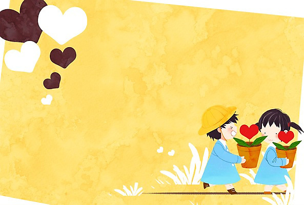 PSD 여자 남자 화분 어린이 일러스트 사각프레임 프레임 광고판 두명 유치원생 하트 풀잎 유치원생라이프 유치원복 프레임일러스트 국내일러스트 모양 라이프스타일 옷 잎 알림판 사람 사각형 풀_식물 판 파일형식