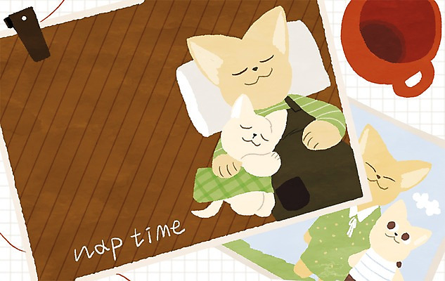 PSD 동물 구름 일러스트 가족 베개 사람없음 머그컵 낮잠 사막여우 기념사진 동물가족 프레임일러스트 국내일러스트 자연요소 관계 침구 프레임 컵 잠 여우 파일형식