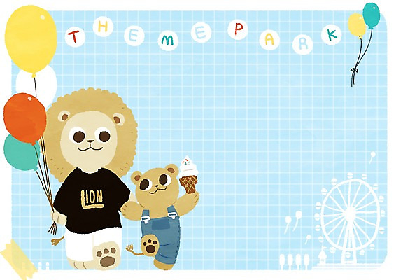 PSD 동물 일러스트 가족 사람없음 놀이공원 사자 멜빵바지 대관람차 풍선 아이스크림콘 동물가족 프레임일러스트 국내일러스트 바지 포유류 관계 프레임 테마파크 놀이기구 멜빵 콘 파일형식