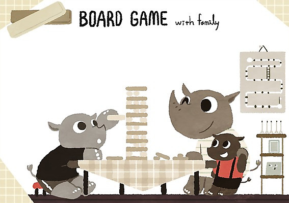 PSD 동물 의자 일러스트 가족 탁자 사람없음 코뿔소 보드게임 젠가 동물가족 프레임일러스트 국내일러스트 가구 포유류 관계 놀이 프레임 놀이용품 파일형식