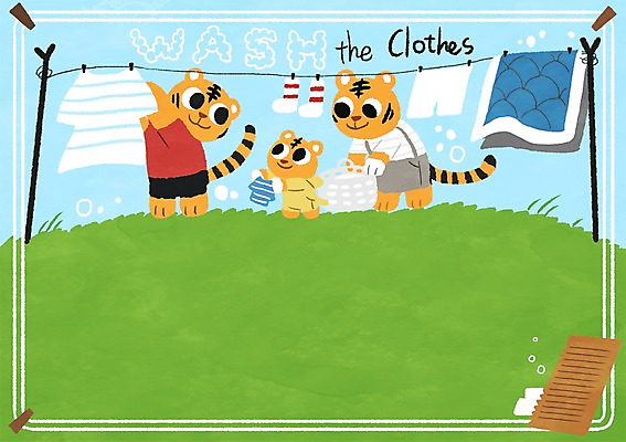 PSD 동물 일러스트 가족 사람없음 호랑이 빨래 빨랫줄 빨래집게 동물가족 빨래건조대 빨래널기 빨래판 프레임일러스트 국내일러스트 줄 가사 포유류 관계 프레임 집게 빨래대 파일형식
