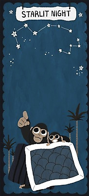 PSD 나무 동물 일러스트 가족 밤하늘 사람없음 별자리 이불 침팬지 동물가족 프레임일러스트 국내일러스트 식물 포유류 관계 침구 하늘 프레임 야간 파일형식