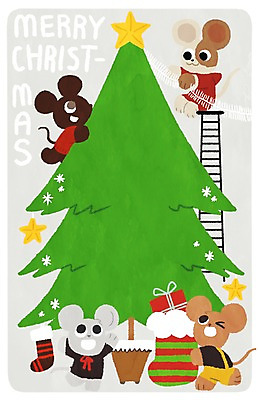 PSD 동물 크리스마스장식 크리스마스 일러스트 사다리 가족 양말 사람없음 선물상자 크리스마스트리 쥐 동물가족 프레임일러스트 국내일러스트 기념일 관계 프레임 선물 상자 도구 설치류 파일형식