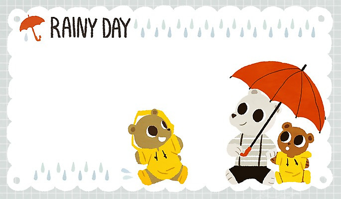 PSD 동물 일러스트 우산 곰 가족 사람없음 비 우비 동물가족 프레임일러스트 국내일러스트 자연요소 옷 포유류 관계 날씨 프레임 파일형식