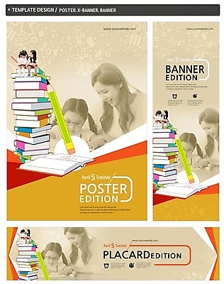 PSD 템플릿 배너 배너템플릿 여자 어린이교육 가로배너 딸 ZIP 포스터 세로배너 가족 엄마 여러명 책 세트 연필 쌓기 유치원생 펼침 한국인 현수막 교육 어린이 다수 관계 모션 학용품 사람 동양인 가로 세로 필기구 파일형식