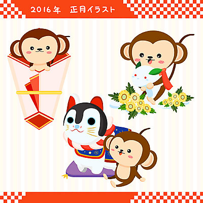 꽃 일본문화 일러스트 방석 사람없음 원숭이 토끼 일본전통 원숭이캐릭터 2016년 고양이인형 복수초 부적 국내일러스트 AI파일 식물 동양문화 전통 인형 외국문화 동물캐릭터 포유류 반려동물 일본 연도 파일형식 벡터