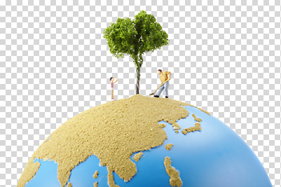 나무 편집 편집이미지 지구 사람없음 지구본 모형 미니어처 피규어 삽 나무심기 PNG 편집소스 식물 심기 파일형식