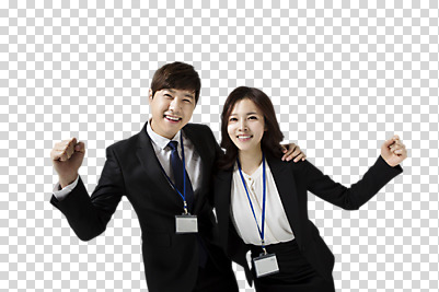 편집 편집이미지 여자 남자 비즈니스 어깨동무 서기 미소 동양인 정장 상반신 20대 성인 두명 앞모습 파이팅 주먹 한국인 직장인 비즈니스맨 비즈니스우먼 동료 신입사원 PNG 성인만 편집소스 직업 옷 뷰포인트 포즈 관계 모션 표정 사람 인종 청년 파일형식