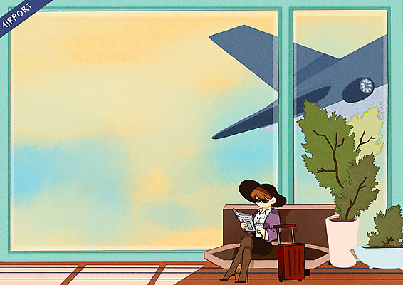 PSD 모자 여자 화분 벤치 일러스트 창문 비행기 실내 한명 성인 선글라스 캐리어 다리꼬기 비즈니스우먼 신문 공항 국내일러스트 1 잡화 안경 의자 비즈니스 항공교통 교통시설 모션 대중교통 사람 내부 간행물 여행가방 직장인 뉴스 파일형식