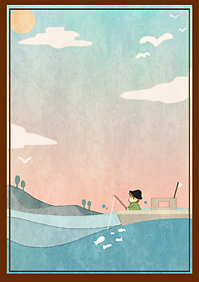 PSD 구름 남자 바다 섬 여행 일러스트 낚시 어류 한명 태양 낚싯대 선박 국내일러스트 자연요소 1 수상교통 레저 사람 수중동물 낚시용품 파일형식