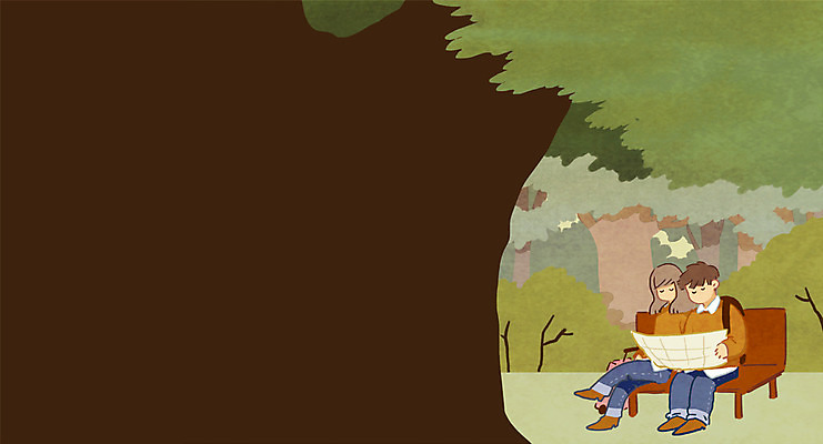 PSD 나무 커플 여자 남자 여행 지도 벤치 일러스트 성인 두명 숲 국내일러스트 식물 의자 관계 사람 파일형식