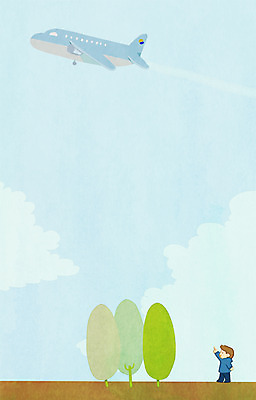 PSD 나무 구름 남자 어린이 여행 일러스트 비행기 한명 국내일러스트 자연요소 식물 1 항공교통 대중교통 사람 파일형식