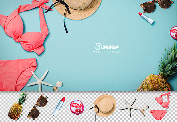 PSD 편집이미지 모자 조개 불가사리 사람없음 여름 비키니 선글라스 립스틱 파인애플 오브젝트 캔디병 플랫레이 이미지편집 잡화 계절 수영복 안경 과일 어패류 극피동물 화장품 플랫 열대과일 병_담는 파일형식