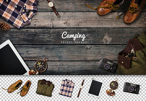 PSD 편집이미지 운동화 셔츠 사람없음 목재 태블릿 카메라 점퍼 캠핑 나침반 손목시계 오브젝트 솔방울 플랫레이 이미지편집 나무 시계 신발 상의 재료 장신구 레저 전자제품 스마트기기 외투 플랫 파일형식