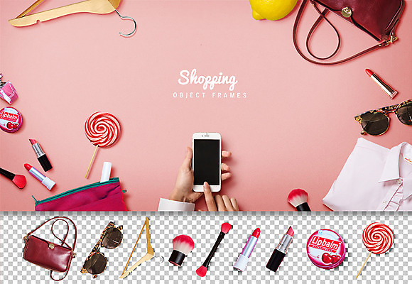 PSD 편집이미지 손 가방 통 막대사탕 사탕 신체부위 스마트폰 쇼핑 선글라스 립스틱 옷걸이 오브젝트 메이크업브러쉬 파우치 플랫레이 이미지편집 잡화 안경 디저트 사람 핸드폰 스마트기기 화장품 붓 플랫 파일형식