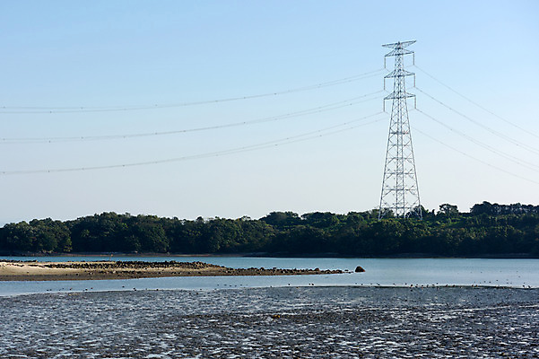 포토 JPG 주간 구름 바다 하늘 풍경 사람없음 야외 일본 전선 갯벌 송전탑 구마모토 국내포토 자연요소 아시아 탑 파일형식