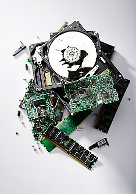 포토 JPG 스튜디오촬영 실내 사람없음 손상 오브젝트 컴퓨터부품 램 하드디스크 산산조각 국내포토 컨셉 내부 부속품 파일형식