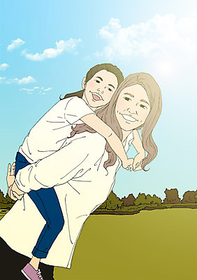 주간 PSD 구름 공원 여자 어린이 일러스트 엄마 함께함 성인 야외 두명 화목 다정 자녀 업기 아트툰 국내일러스트 자연요소 공공시설 컨셉 가족 모션 사람 그림 파일형식