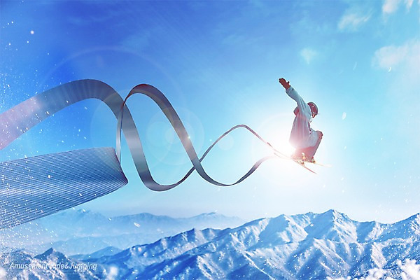 PSD 구름 편집 편집이미지 남자 곡선 하늘 스키 겨울스포츠 산 한명 성인 점프 눈 디지털합성 합성 디지털아트 이미지편집 자연요소 1 선 스포츠 모션 날씨 사람 파일형식