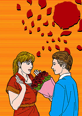 PSD 커플 여자 기념일 남자 꽃잎 꽃다발 일러스트 사랑 이벤트 성인 두명 팝아트 고백데이 낙화 국내일러스트 꽃 감정 관계 데이이벤트 사람 그림 파일형식