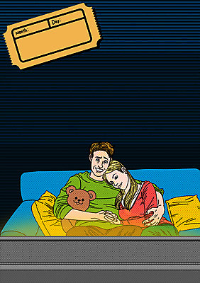 PSD 커플 여자 기념일 남자 쿠션 일러스트 안기 이벤트 성인 두명 소파 곰인형 팝아트 무비데이 영화감상 국내일러스트 인형 의자 관계 모션 데이이벤트 사람 감상 영화 그림 파일형식