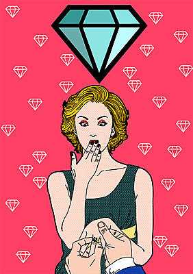 PSD 여자 기념일 프로포즈 일러스트 한명 이벤트 성인 팝아트 입가림 다이아몬드반지 실버데이 국내일러스트 1 사람 가림 반지 그림 파일형식