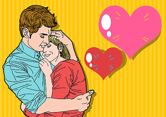 PSD 커플 여자 기념일 남자 일러스트 안기 사랑 이벤트 성인 두명 하트 팝아트 국내일러스트 모양 감정 관계 모션 사람 그림 파일형식