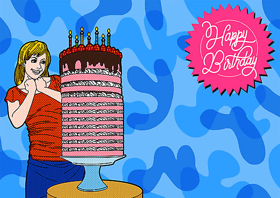 PSD 여자 기념일 일러스트 촛불 한명 이벤트 성인 생일파티 생일케이크 팝아트 국내일러스트 1 초 사람 케이크 생일 그림 파일형식