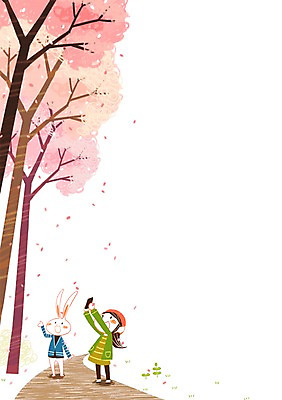 PSD 여자 길 어린이 일러스트 한명 스마트폰 사진촬영 봄 벚꽃 토끼 벚나무 벚꽃축제 국내일러스트 나무 1 계절 꽃 포유류 사람 핸드폰 스마트기기 반려동물 촬영 축제 꽃축제 파일형식